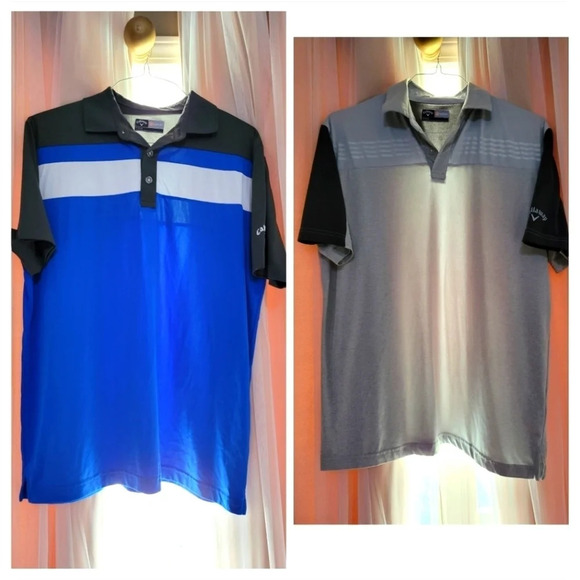 2 Callaway Opti-Dry Men's Golf Polos, Relaxed Athletic Fit, Size Medium, EUC!